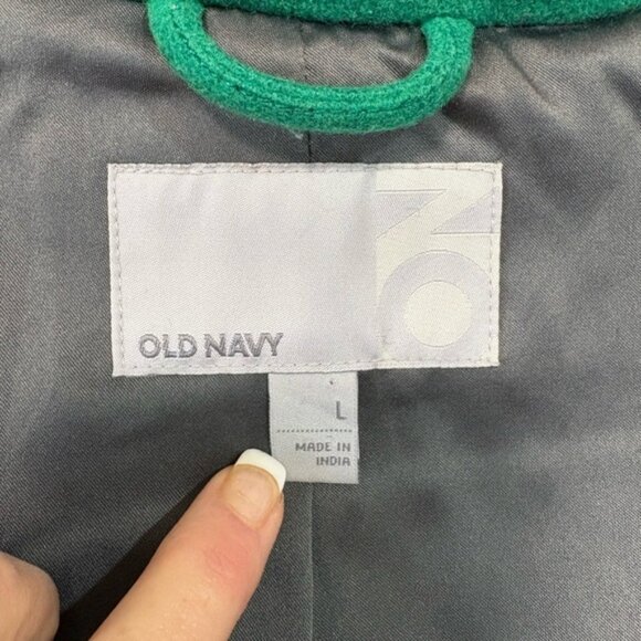 Old Navy Women's Kelly Green Double-Breasted Pea Coat Wool Blend Pleated Y2K - Picture 8 of 14